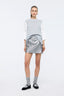 Metallic Fabric Mini Skirt Silver