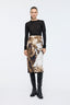 Patterned Pencil Skirt Brown