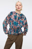 Pleated Wide Sleeve Blouse Brick