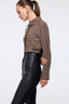 Plaided Crop Shirt Brown