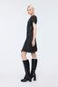 Eyeleted Draped Mini Dress Black