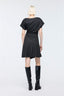 Eyeleted Draped Mini Dress Black