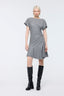 Eyeleted Draped Mini Dress Grey