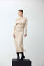 Bateau Neck Fitted Dress Cream