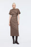 Bateau Neck Midi Dress Brown