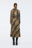 Patterned Dress With Tie Camel