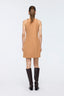 Leather Striped Mini Dress Tan