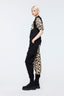 Folded Sleeve Leopard Sweatshirt Black