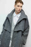 High Collar Belted Coat Grey