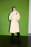 Metal Accessoried Belted Coat Cream