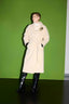 Metal Accessoried Belted Coat Cream