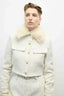 Fur Neck Bomber Coat Cream